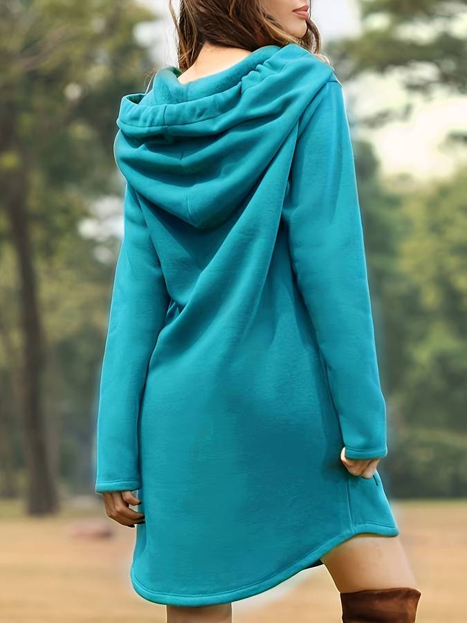 W&W Mode - Rotes Kapuzen Sweatshirtkleid mit Taschen