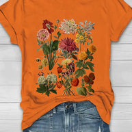 WW | Weinlese Blumen T-shirt Retro Stil Für Lässige Chic