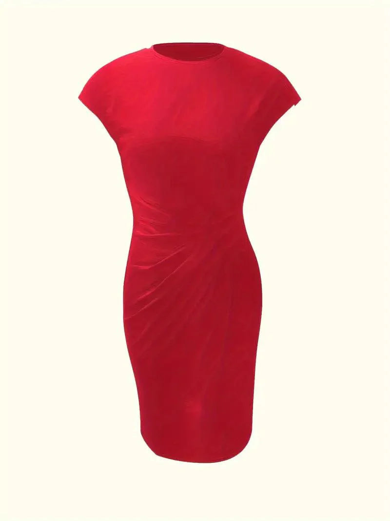 WW | Stilvolles Schmales Kleid Mit Rundhalsausschnitt
