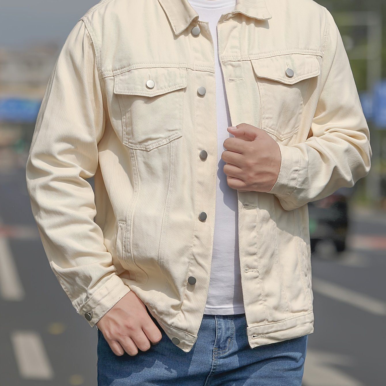 WW | Baumwoll Herrenjacke Im Lässigen Denim Stil