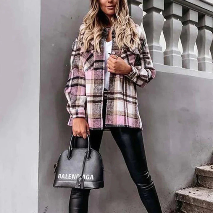 W&W Mode - Damen karierte oversized Jacke für gemütliches Styling