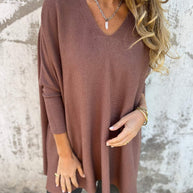 WW | Pullover - Damen Herbst Oversized Gestrickter V-Ausschnitt Pullover