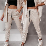 WW | Drasilla Faux Leder Elastischer Bund Taschen Jogger
