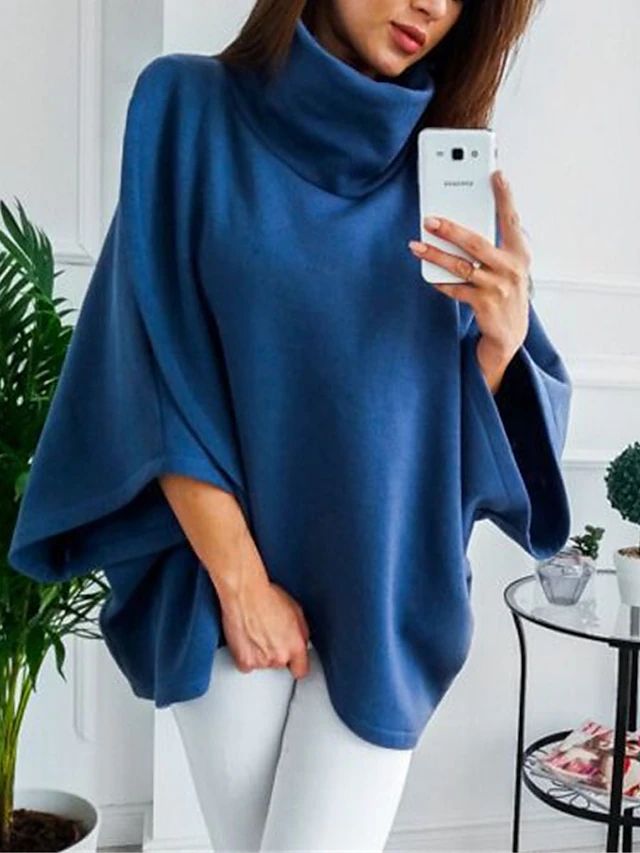 WW | Pullover Cape Lässig mit Fledermausärmeln