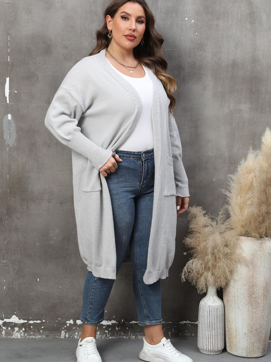 WW | Plus Size Langarm Taschen Cardigan