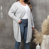 WW | Plus Size Langarm Taschen Cardigan