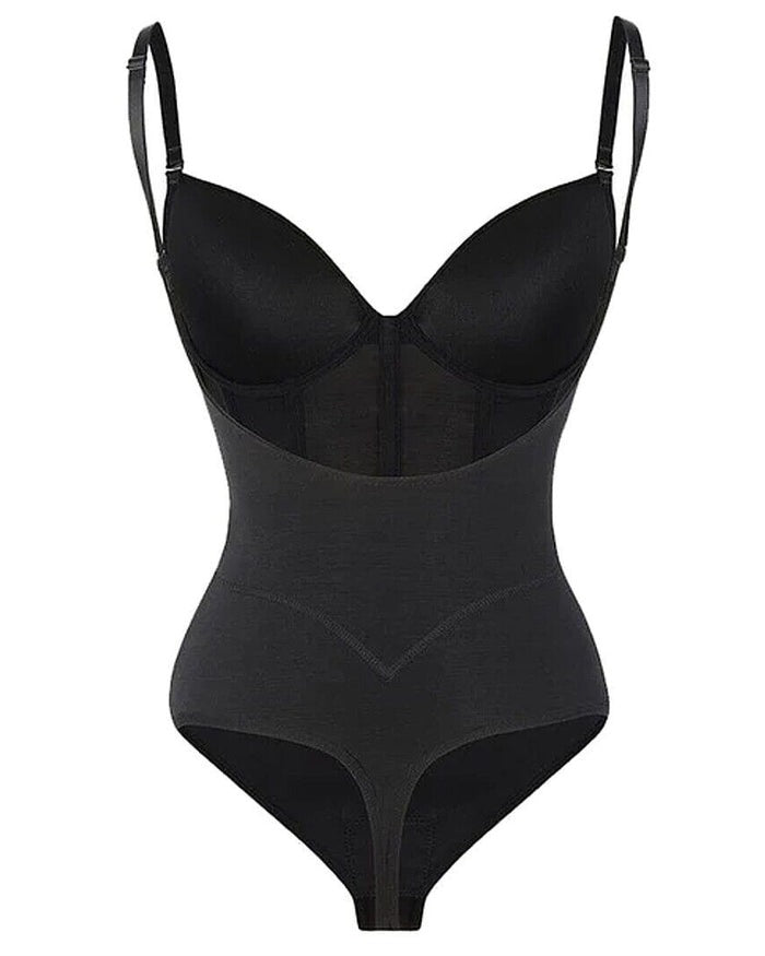 Damen Bauch Kontrolle Tanga schiere Mesh Korsett Top rückenfrei Bodysuit