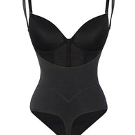 Damen Bauch Kontrolle Tanga schiere Mesh Korsett Top rückenfrei Bodysuit
