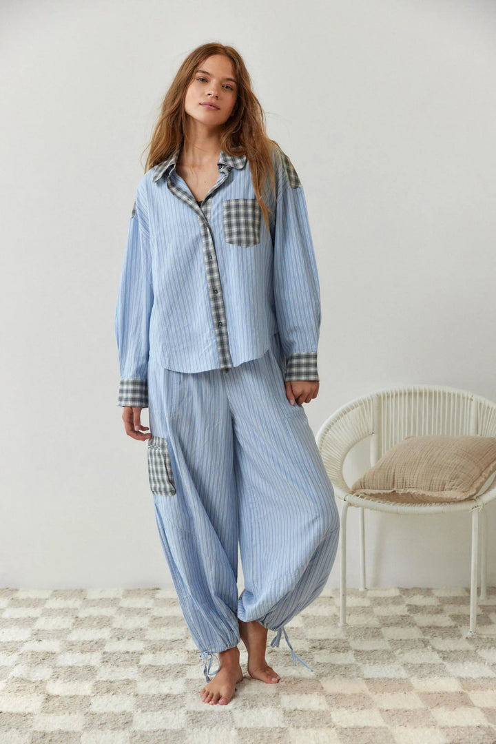 Damen Pyjama-Set aus weichem, atmungsaktivem Material mit lockerer Passform