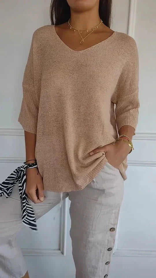 W&W Mode | Bequemes Damen-Stricktop mit V-Ausschnitt