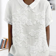 WW | Bluse mit Revers Druck Einfarbig