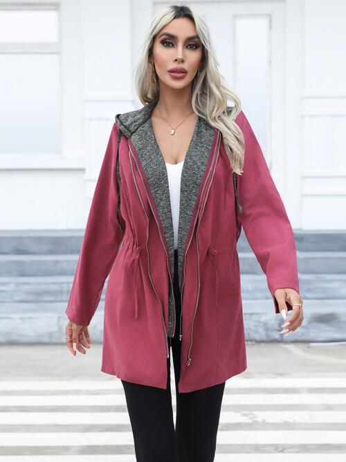 WW | Zip-Up-Drawstring-Kapuze-Trenchcoat