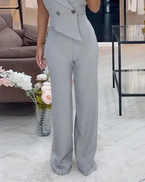 WW | Jumpsuit Mit Reverskragen in Einfarbiger Farbe
