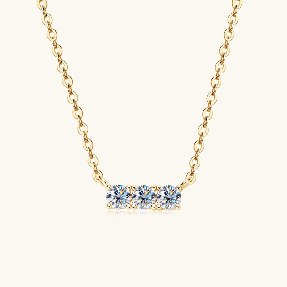 WW | 925 Sterling Silber Eingelassene Moissanit Bar Halskette