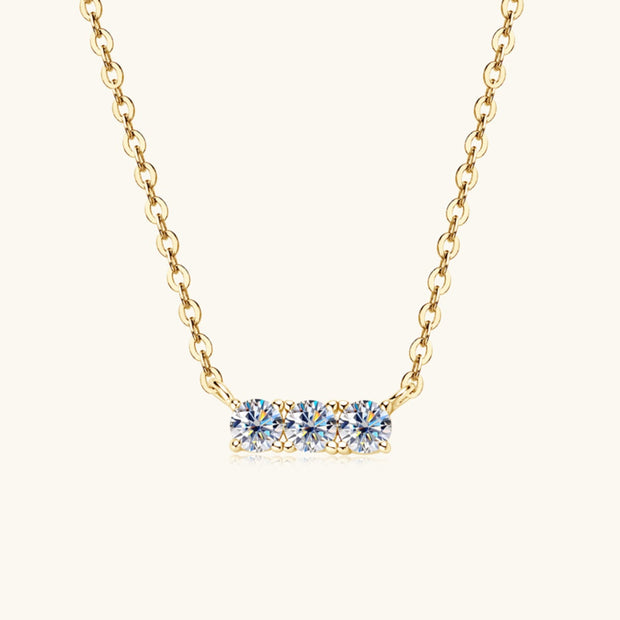 WW | 925 Sterling Silber Eingelassene Moissanit Bar Halskette