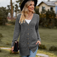 WW Warmer Gerippter Baumwolle Strickcardigan Für Damen | Perfekt Für Lässige Tage