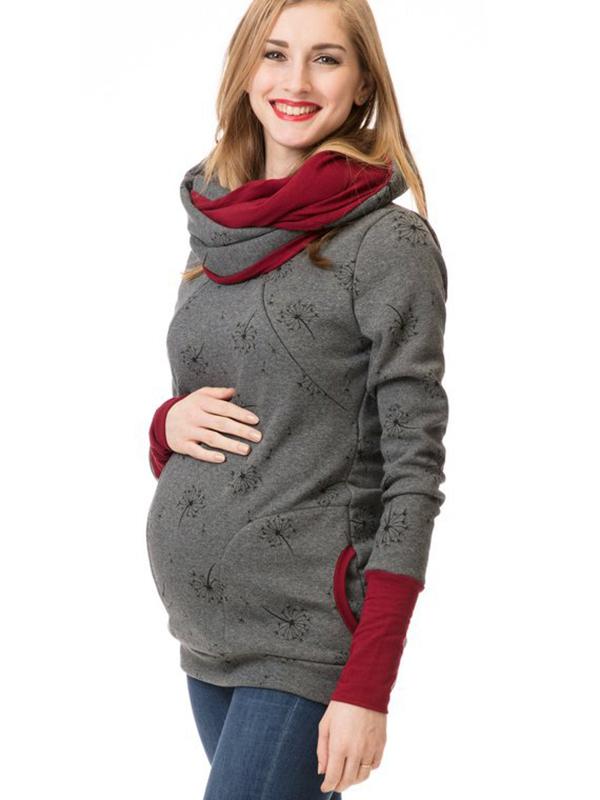 WW | Schwangerschafts-Chaps, Krankenschwester-Sweatshirts, Blumendruck, Taschen, Reißverschluss, Stillkleidung