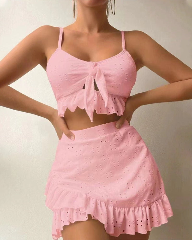 WW | Dreiteiliges Bikiniset mit Rock