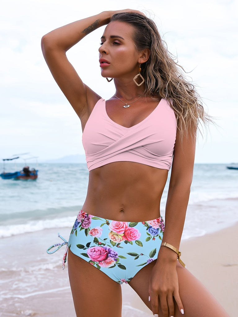 WW | Schlichtes Bikini-Set mit Hoher Taille für Damen