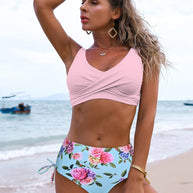 WW | Schlichtes Bikini-Set mit Hoher Taille für Damen