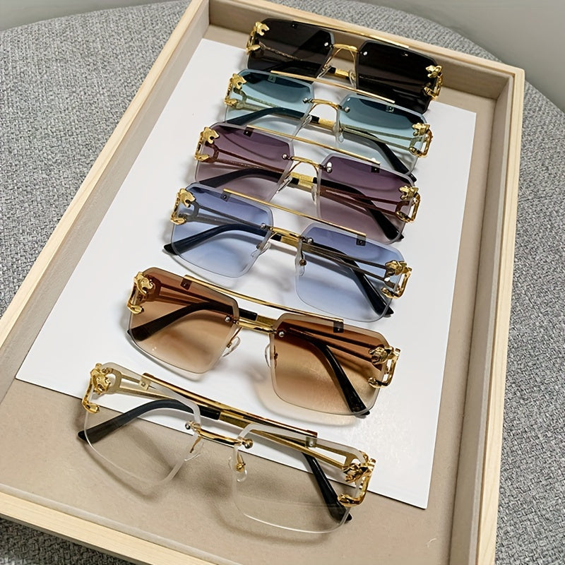 W&W Mode | Trendige Quadratische Randlose Sonnenbrille Für Herren