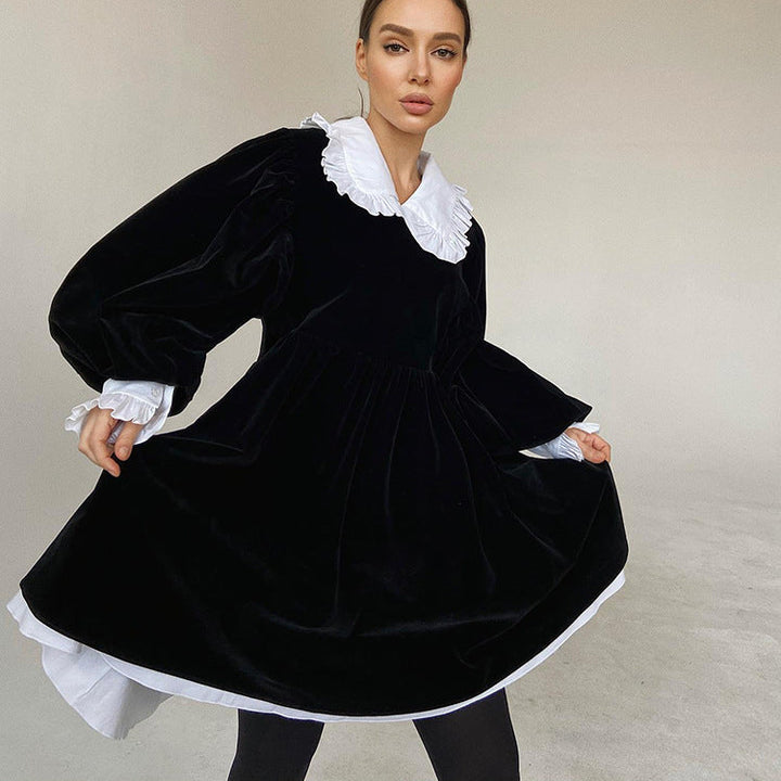 W&W Mode | Luxuriöse Französisch Stil Puppe Kragen Mode Kleid