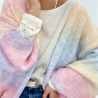 WW | Gradient Offene Vorderseite Fallendes Schulter Cardigan