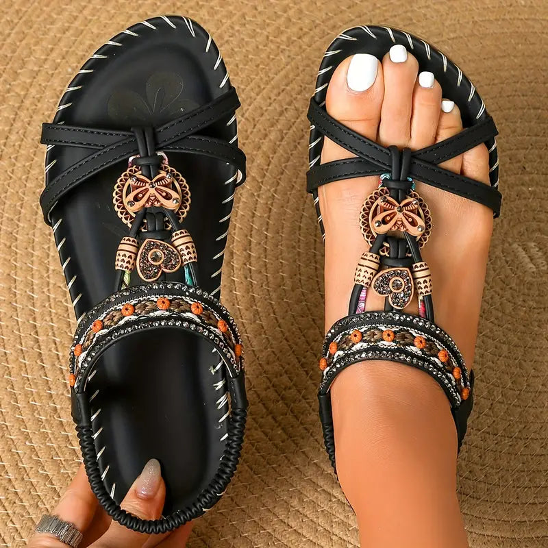 W&W Mode | Elegante orthopädische Sandalen Schmetterling Strass