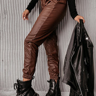 WW | Drasilla Faux Leder Elastischer Bund Taschen Jogger