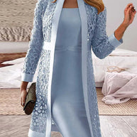 WW | Damen Spitze Strickjacke Kleid Zweiteiliges Set