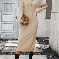 WW | Schicker Herbst Sweatkleid mit Knopfdetail für Frauen