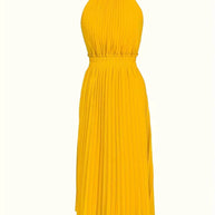 WW | Elegantes X-Sommer Midikleid mit Rundhalsausschnitt und Gesch Gathered Taille