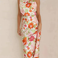 WW - Blumiges Maxikleid mit Neckholder