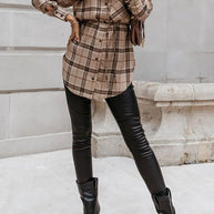 WW | Grab My Hand Karierter Button-Up Gürtel Hemd