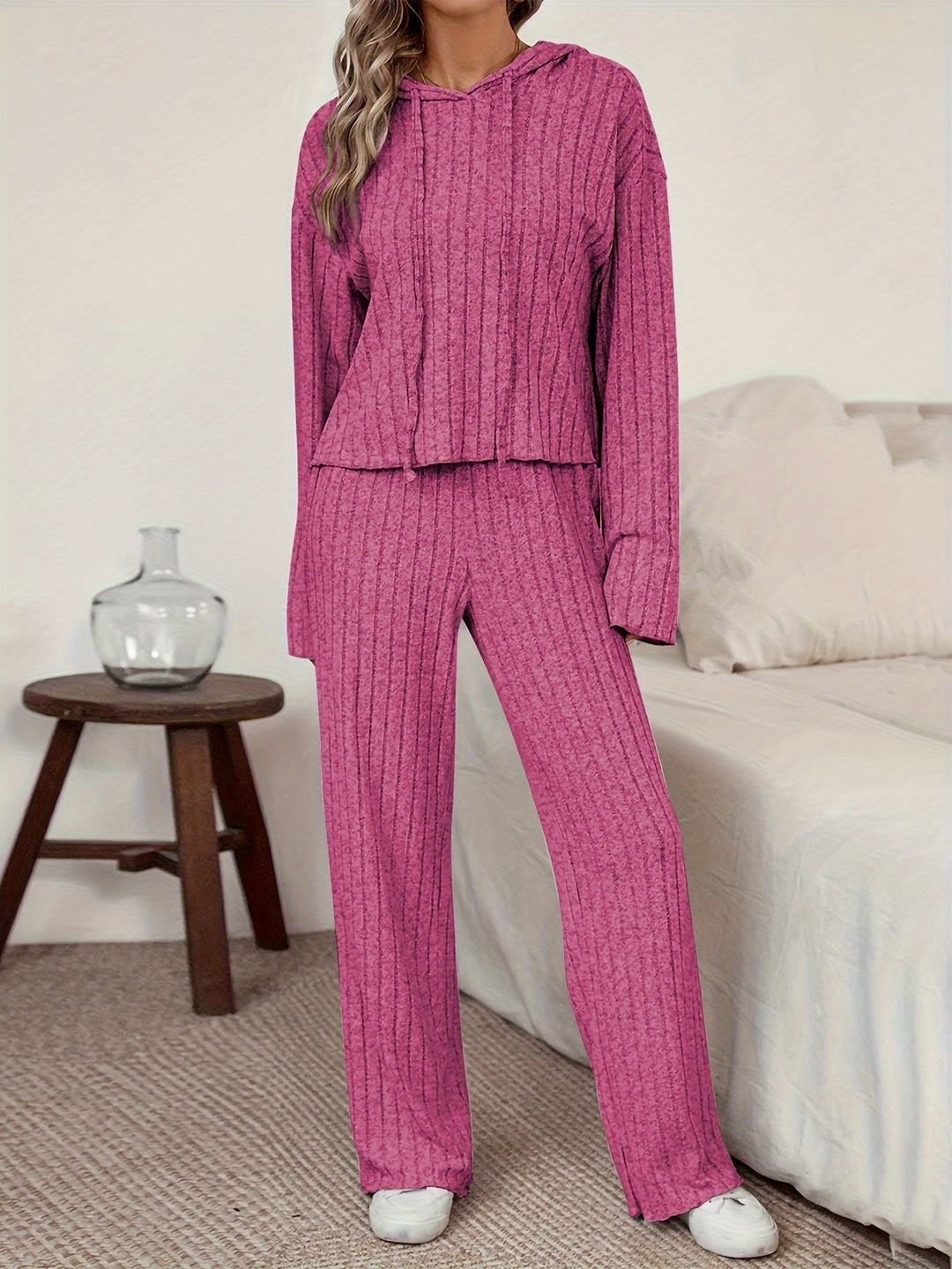 W&W Mode | Damen Freizeit Uni Farbener Kapuzenpullover und