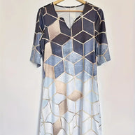 WW | Elegantes Midi-Kleid mit Geometrischen Mustern