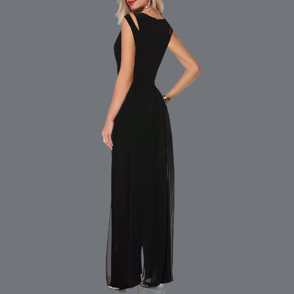 W&W Mode | Einfarbiger Damen Jumpsuit Aus Milchseide