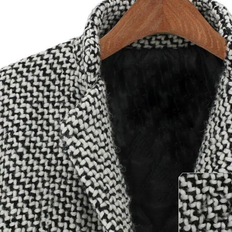 WW | Wintermantel schwarz-weiß - elegantes Design mit Pied-de-Poule-Muster