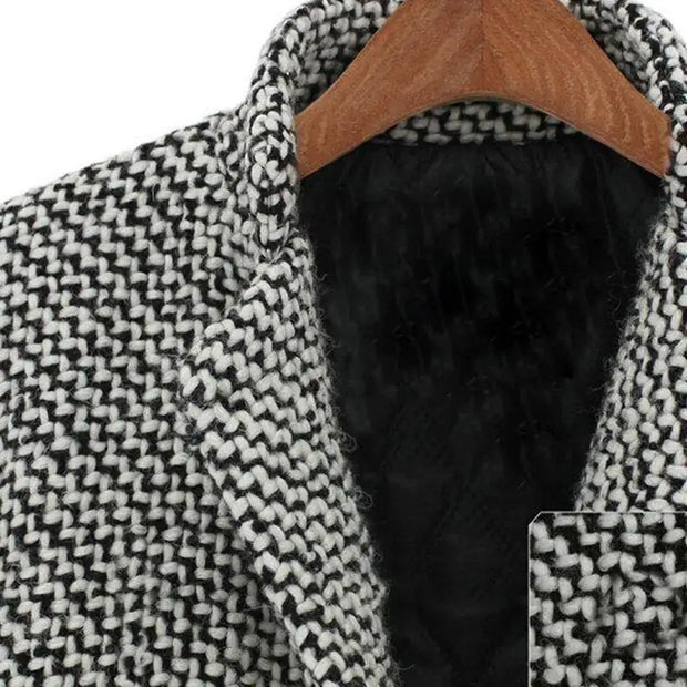 WW | Wintermantel schwarz-weiß - elegantes Design mit Pied-de-Poule-Muster