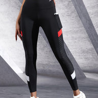 WW | Hochtaillierte Yoga Leggings Mit Kontrastfarben Für Frauen