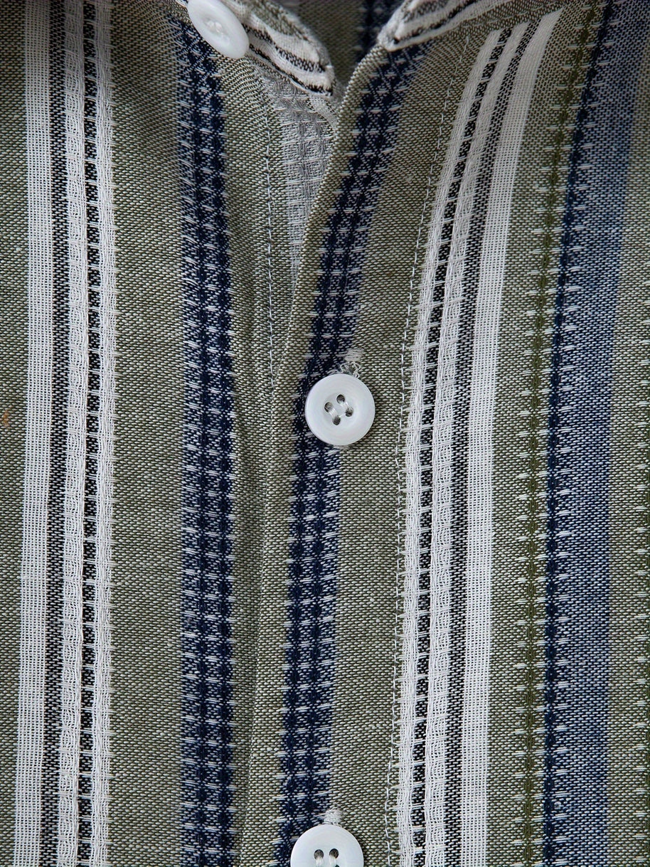 WW | Gestreiftes Baumwoll Leinen Herrenhemd für entspannte Looks