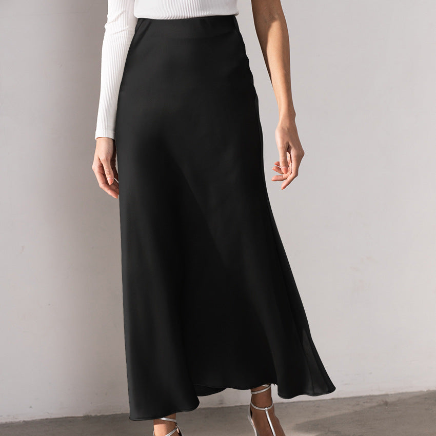 W&W Mode | Stilvoller Rock mit hoher Taille Seidiges Eis Seidenrock