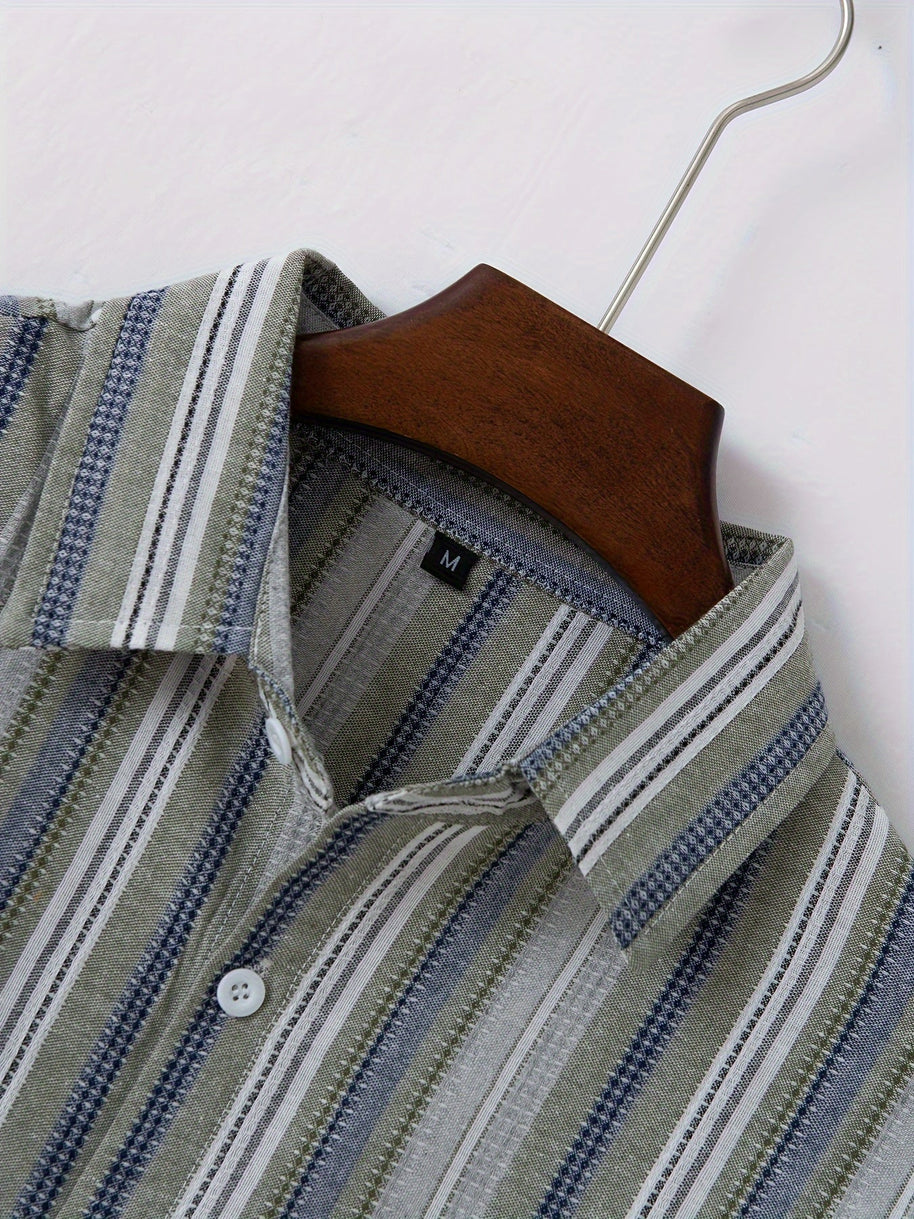 WW | Gestreiftes Baumwoll Leinen Herrenhemd für entspannte Looks