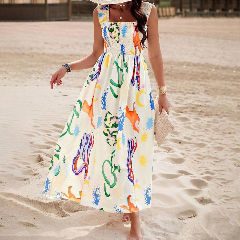 W&W Mode Strandkleid | Farbenfrohes Maxi-Sommerkleid