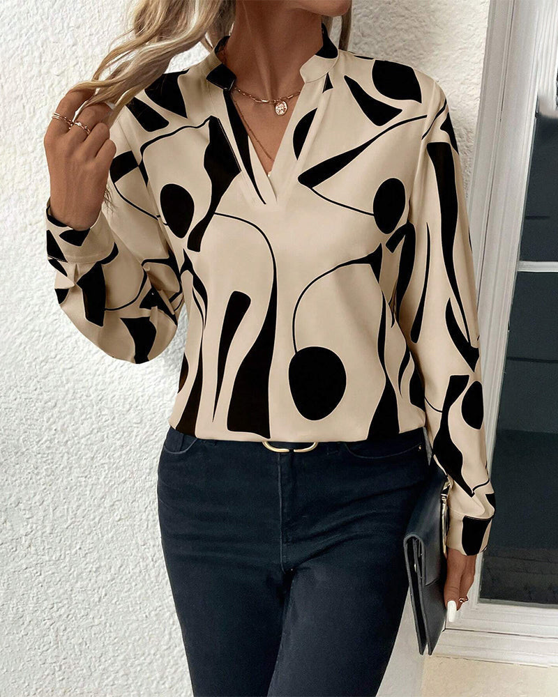W&W Mode Blouse | Trendige stylische Bluse mit Luxusmotiv mit langen Ärmeln