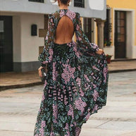WW | Vintage Floral Rückenfreies Maxikleid