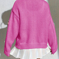 WW | Stylischer Blumenmuster Wollstrick Cardigan