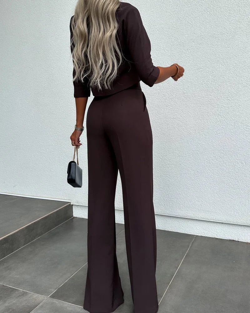 WW | Set mit Jacke und hoch taillierter gerader Hose für Damen | Stilvolles und komfortables Outfit