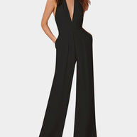 WW | Tiefer V-Ausschnitt Ärmelloser Breiter Bein Jumpsuit