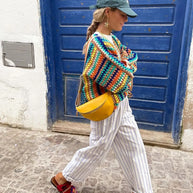 WW | Bunte gehäkelte Strickjacke